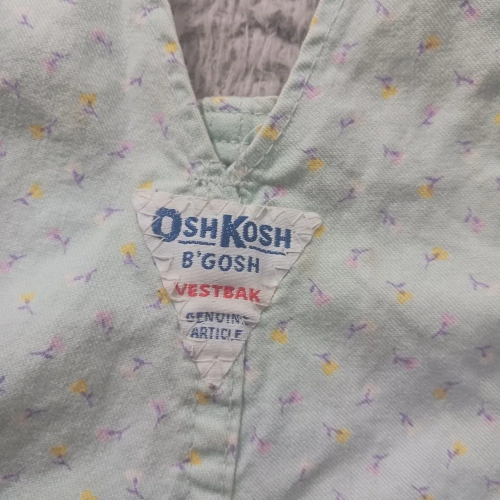 OshKosh Floral Overalls 899-1293H3160 Girl 4T Vintage Mint Ditsy Cotton USA READ